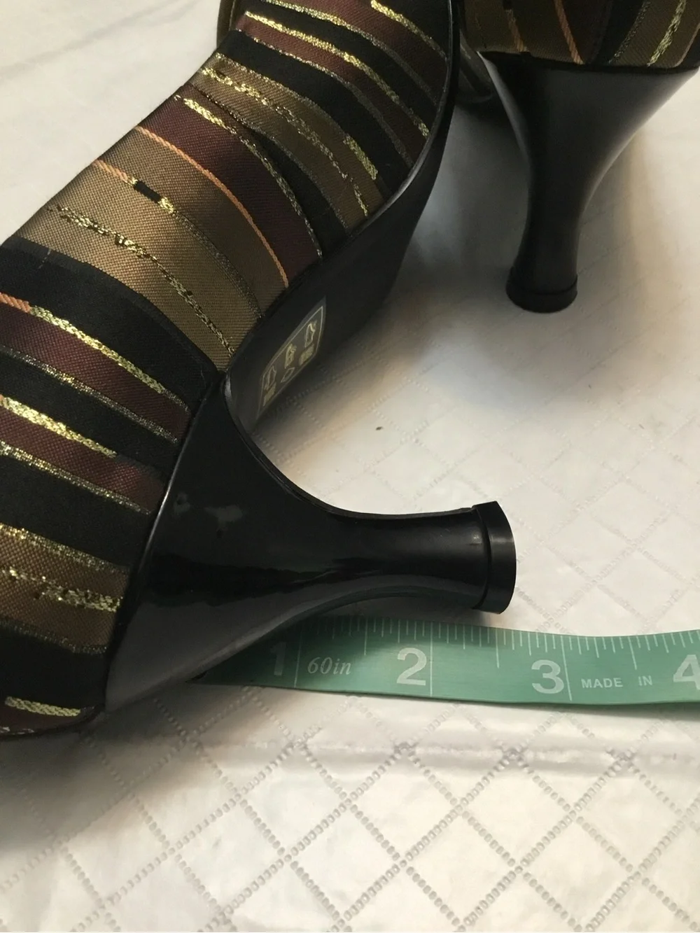 Proxy Black Brown Pointed Toe Pumps Gold Insole Size 6.5